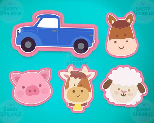 Blue Truck Cookie Cutter Set | Vintage Blue Truck Cookie | Farm Animal Cookie Cutters