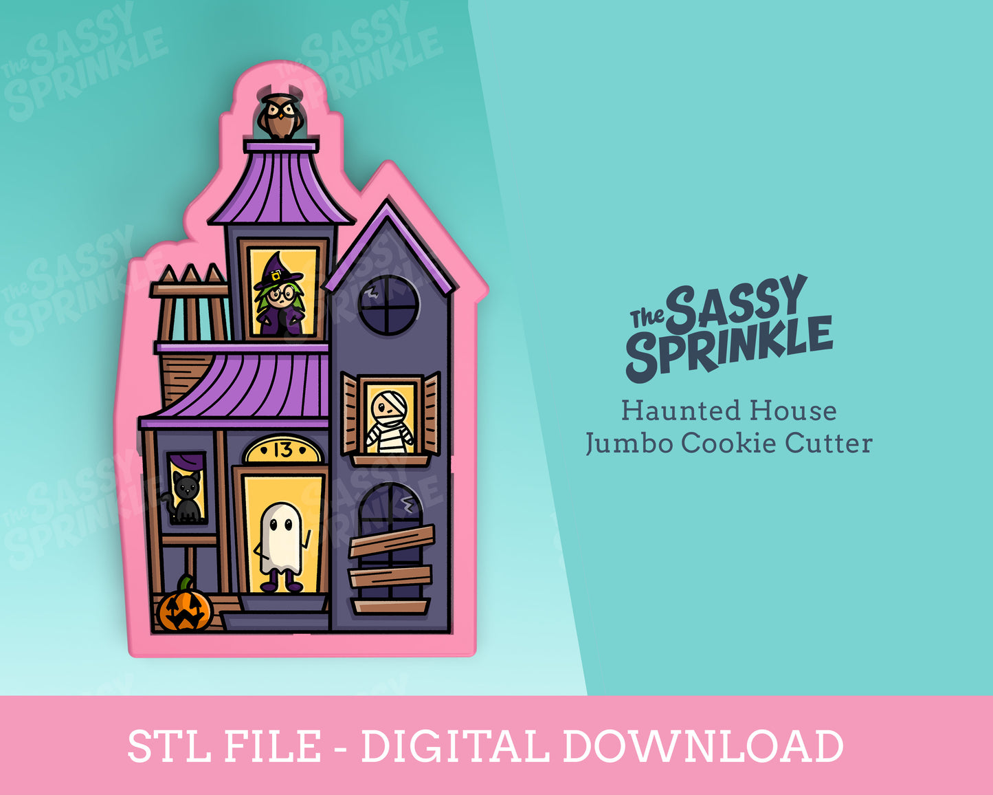 Haunted House Jumbo Cookie Cutter STL File, Halloween Digital Download for 3D printing