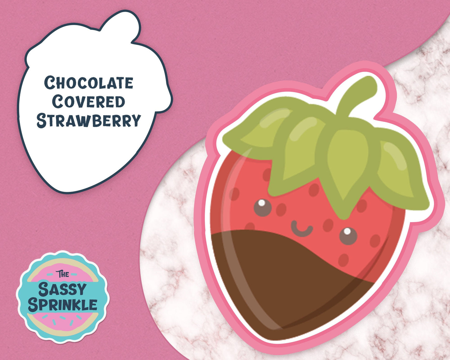 Kawaii Chocolate Covered Strawberry Cookie Cutter
