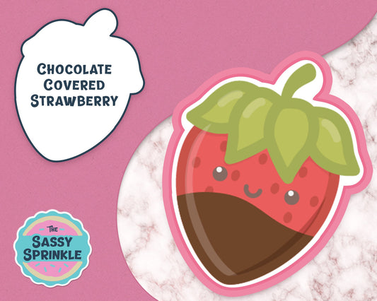 Kawaii Chocolate Covered Strawberry Cookie Cutter