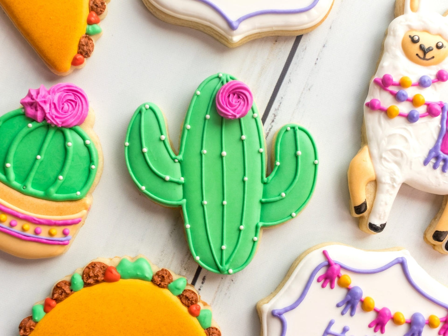 Cactus Cookie Cutter, Fiesta Llama Cookies, Taco Twosday Cookies, Fiesta Themed Birthday