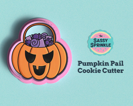 Pumpkin Candy Pail Cookie Cutter | Trick or Treat Pail Cookie Cutter | Halloween Cookies