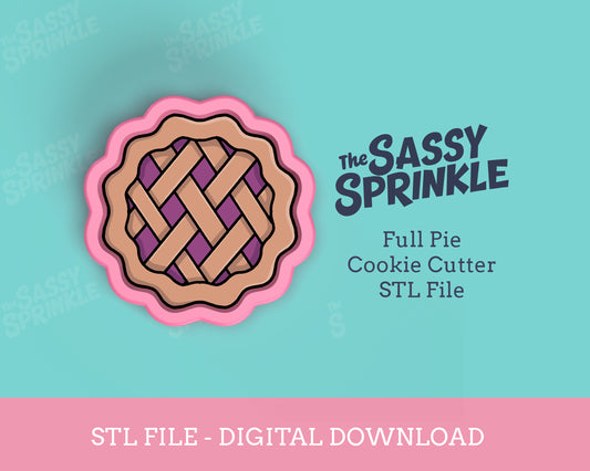 Pie Cookie Cutter STL File, Digital Download, Thanksgiving Dinner, Fall Baking