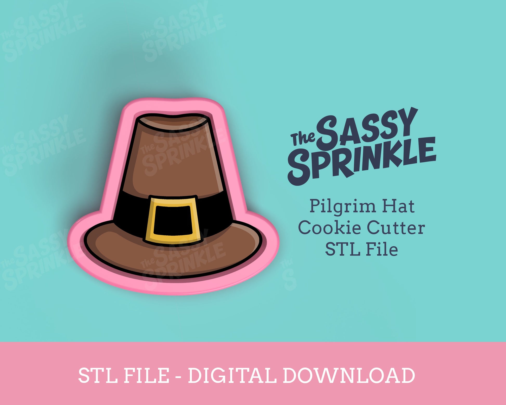 Pilgrim Hat Cookie Cutter STL File, Digital Download, Thanksgiving Cutter, Fall Cookie Cutter