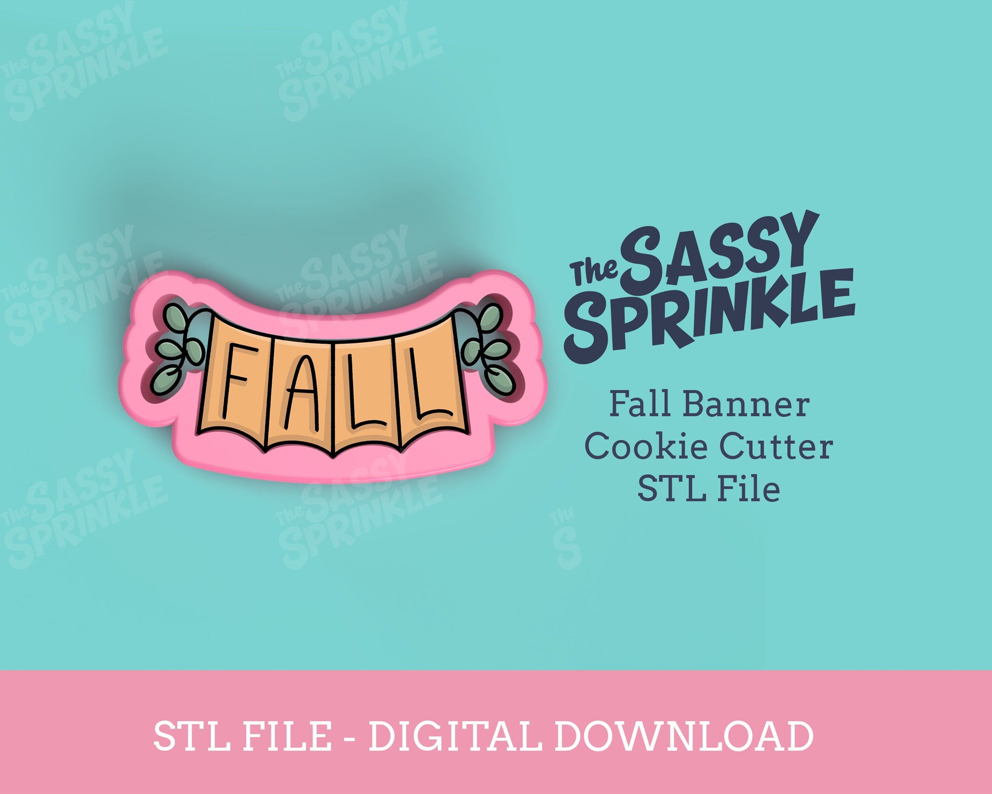 Fall Banner Cookie Cutter STL File, Digital Download, Bunting Banner, Thanksgiving Cookie, Autumn Garland