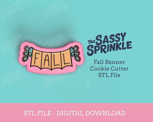 Fall Banner Cookie Cutter STL File, Digital Download, Bunting Banner, Thanksgiving Cookie, Autumn Garland